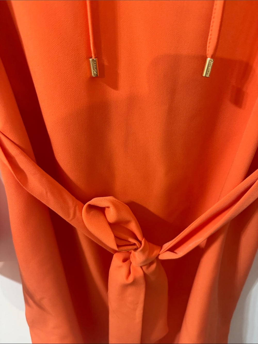 Calvin Klein Orange Long Sleeve Lace-Up Belted Shirt Dress - Size 12 - Picture 6 of 9
